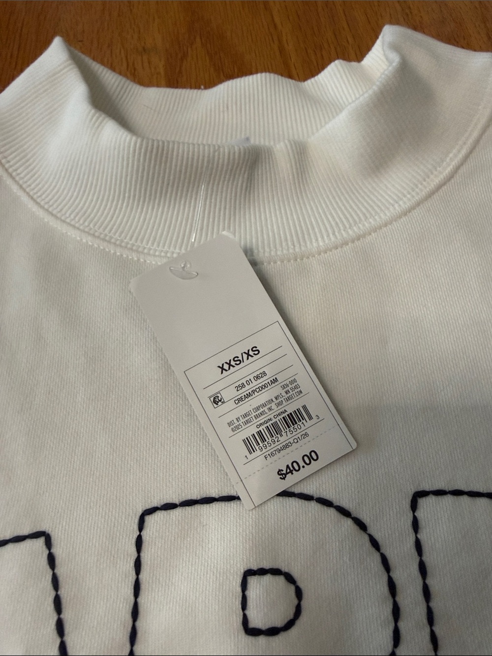 'PARKE' for Target White sweatshirt xxs/xs NWT - Picture 2 of 5